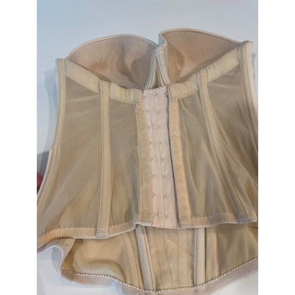 Vintage Beige Strapless Longline Corset Bustier With Hook & Eye Back Closure Str - Picture 3 of 7